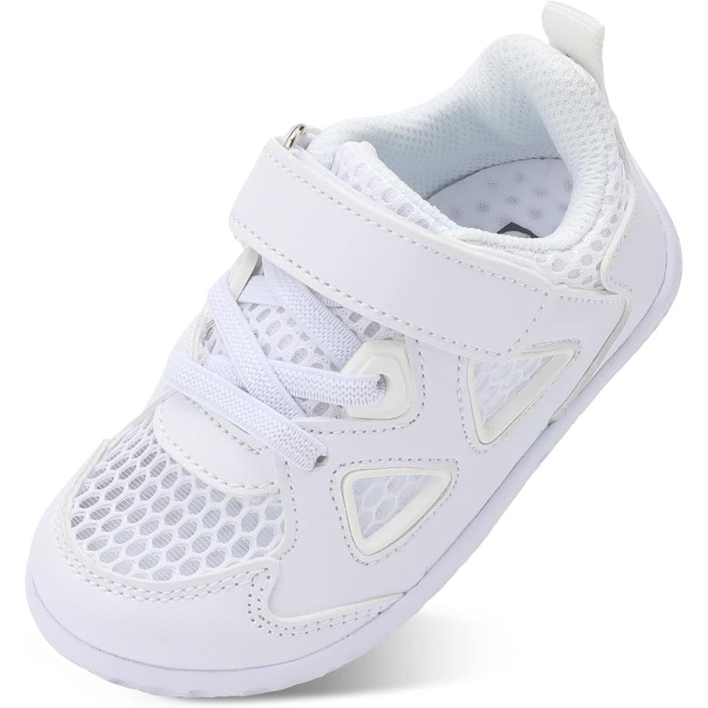 imageLRUN Toddler Sneakers Boys Girls Barefoot Summer Walking Shoes Toddler Boy Tennis Shoes Mesh LightweightWhite