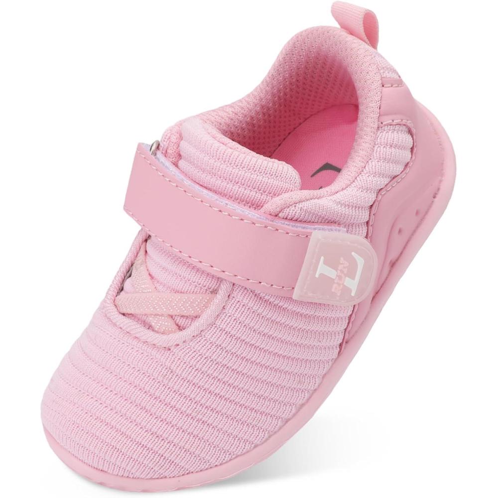 imageLRUN Toddler Sneakers Boys Girls Lightweight Shoes Knit Kids Walking Shoes for Indoor OutdoorPink