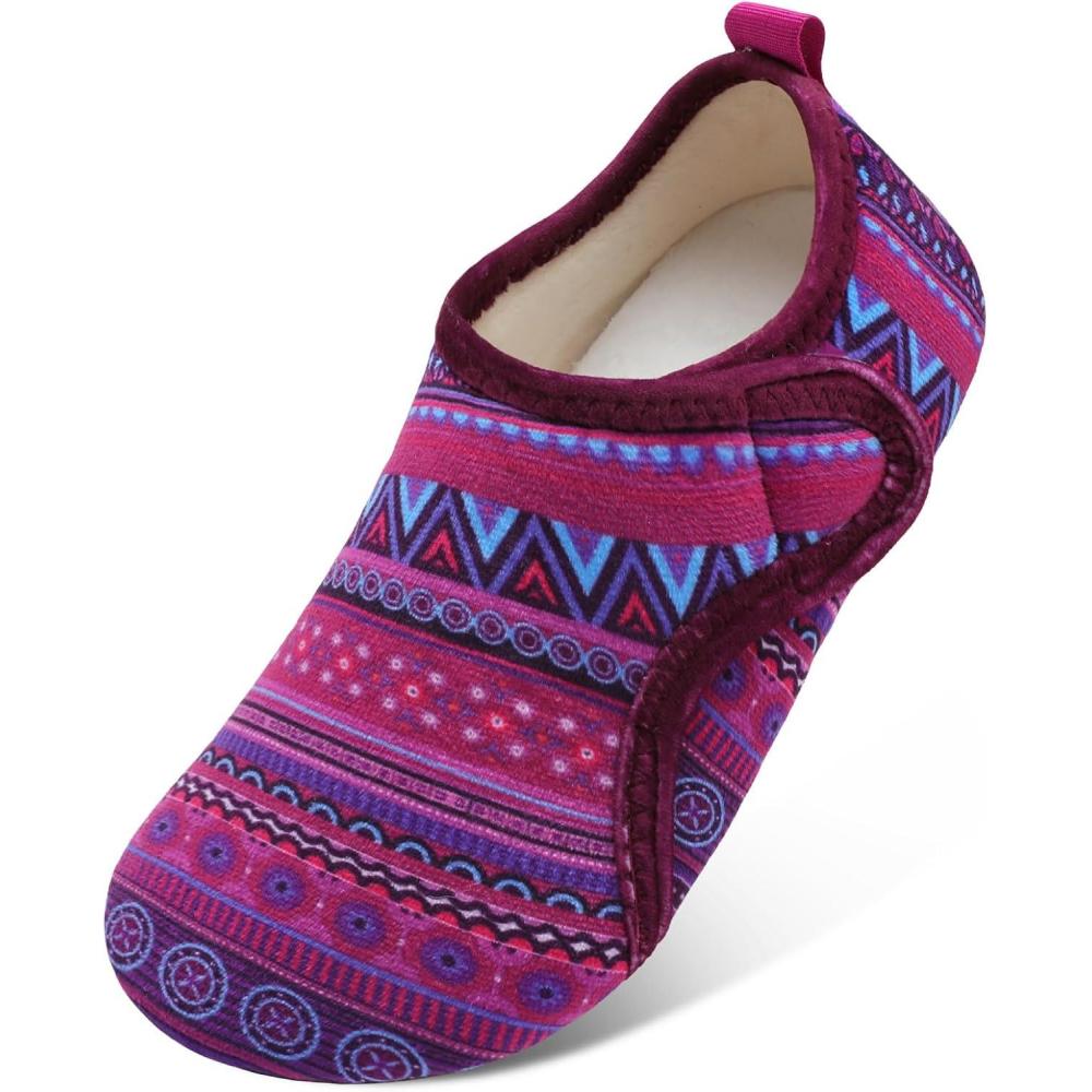 imageLRUN Womens Mens House Slippers Indoor Home Shoes Warm Barefoot Slippers Outdoor House Shoes AntislipPurple Bohemia