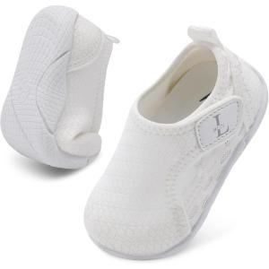 L-RUN Toddler Shoes Boys Girls Barefoot Sneaker Non-Slip Kids Water Shoes Wide Walking Shoes Baby Quick Dry Breathable Summer Socks Shoes for Outdoor Indoor(White)