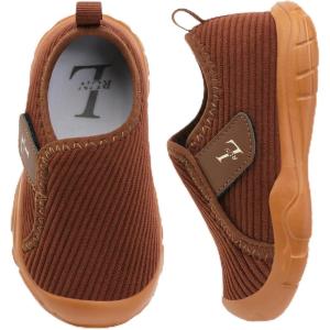 L-RUN Toddler Slippers Barefoot Boys’ Girls’ Corduroy Shoes for Indoor and Outdoor Play Breathable School Shoes for Kids(Brown)