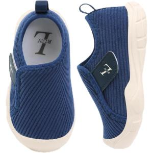 L-RUN Toddler Slippers Barefoot Boys’ Girls’ Corduroy Shoes for Indoor and Outdoor Play Breathable School Shoes for Kids(Navy)