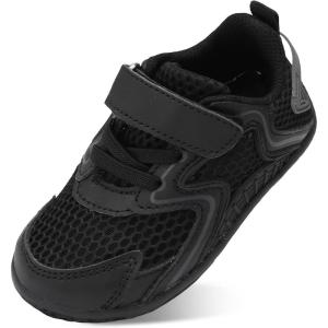 L-RUN Toddler Sneakers Boys Girls Barefoot Summer Walking Shoes Toddler Boy Tennis Shoes Mesh Lightweight(Black)