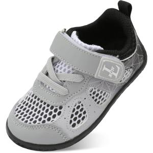 L-RUN Toddler Sneakers Boys Girls Barefoot Summer Walking Shoes Toddler Boy Tennis Shoes Mesh Lightweight(G Grey Black)
