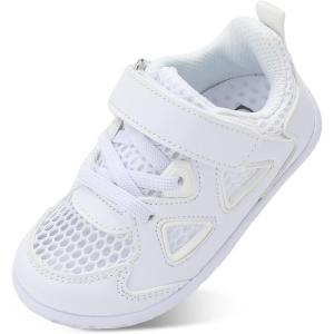 L-RUN Toddler Sneakers Boys Girls Barefoot Summer Walking Shoes Toddler Boy Tennis Shoes Mesh Lightweight(White)