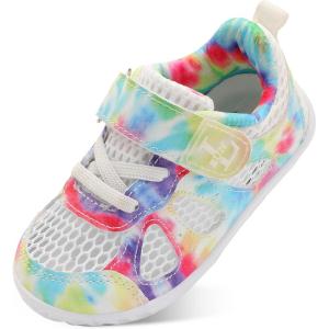 L-RUN Toddler Sneakers Boys Girls Barefoot Summer Walking Shoes Toddler Boy Tennis Shoes Mesh Lightweight(White Tie Dye)
