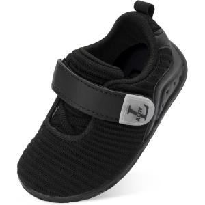 L-RUN Toddler Sneakers Boys Girls Lightweight Shoes Knit Kids Walking Shoes for Indoor Outdoor(All Black)