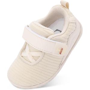 L-RUN Toddler Sneakers Boys Girls Lightweight Shoes Knit Kids Walking Shoes for Indoor Outdoor(Beige)