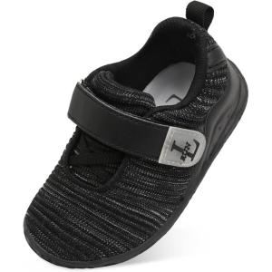 L-RUN Toddler Sneakers Boys Girls Lightweight Shoes Knit Kids Walking Shoes for Indoor Outdoor(Black Mix)