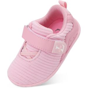 L-RUN Toddler Sneakers Boys Girls Lightweight Shoes Knit Kids Walking Shoes for Indoor Outdoor(Pink)