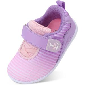 L-RUN Toddler Sneakers Boys Girls Lightweight Shoes Knit Kids Walking Shoes for Indoor Outdoor(Pink Purple)