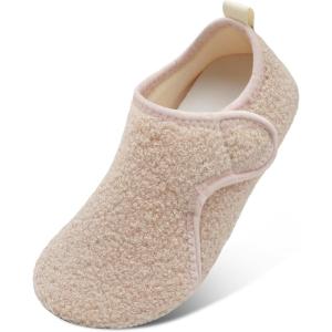 L-RUN Womens Mens House Slippers Indoor Home Shoes Warm Barefoot Slippers Outdoor House Shoes Anti-slip(Beige)
