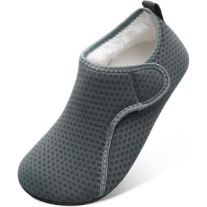 L-RUN Womens Mens House Slippers Indoor Home Shoes Warm Barefoot Slippers Outdoor House Shoes Anti-slip(Grey)