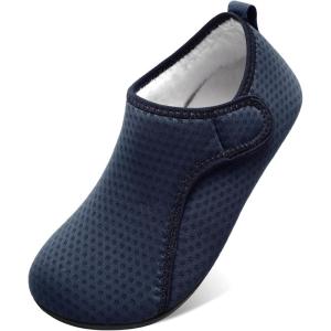 L-RUN Womens Mens House Slippers Indoor Home Shoes Warm Barefoot Slippers Outdoor House Shoes Anti-slip(Navy)