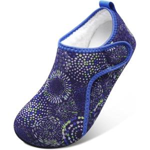 L-RUN Womens Mens House Slippers Indoor Home Shoes Warm Barefoot Slippers Outdoor House Shoes Anti-slip(Navy Circle)