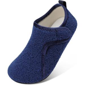 L-RUN Womens Mens House Slippers Indoor Home Shoes Warm Barefoot Slippers Outdoor House Shoes Anti-slip(Navy Curls)