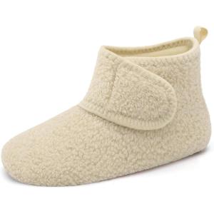 L-RUN Womens Mens House Slippers Non-Slip Warm Booties Slippers for Indoor and Outdoor Lighweight House Shoes Washable(Beige)