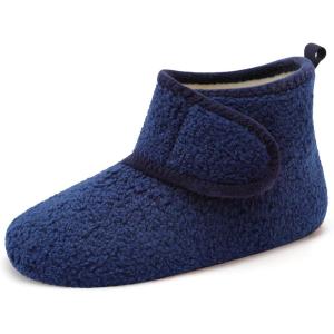 L-RUN Womens Mens House Slippers Non-Slip Warm Booties Slippers for Indoor and Outdoor Lighweight House Shoes Washable(Navy)