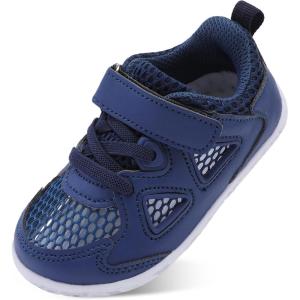 L-RUN Toddler Sneakers Boys Girls Barefoot Summer Walking Shoes Toddler Boy Tennis Shoes Mesh Lightweight(Navy Blue)