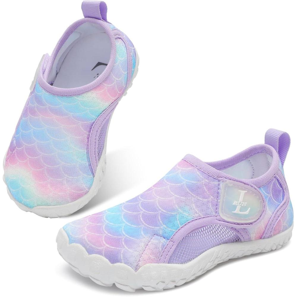 image:imageKids Water Shoes Quick Dry Aqua Socks Breathable Mesh with Hook amp Loop NonSlip Sole for Boys Girls Beach Swim Pool LakeFish Scales