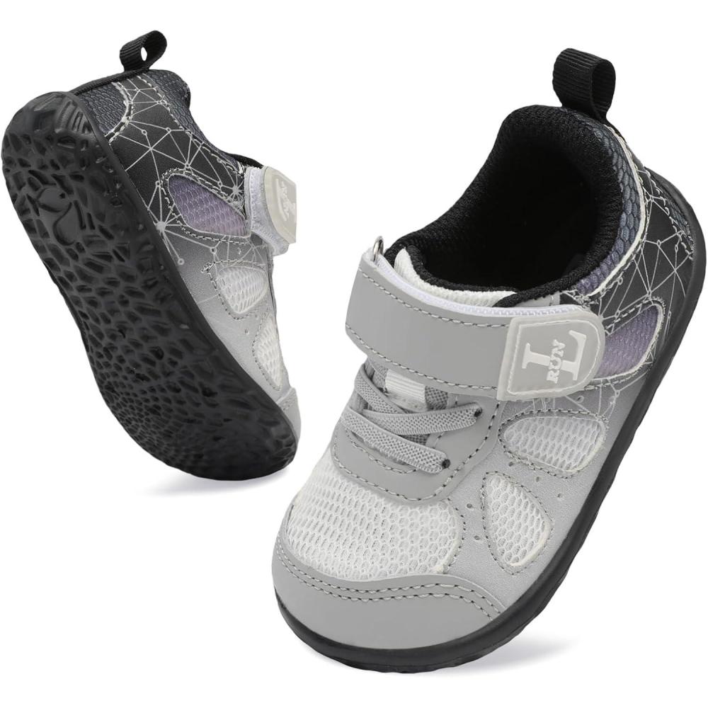 image:imageLRUN Baby Shoes Boys Girls First Walkers Breathable Infant Sneakers Flexible NonSlip Sole Walking Shoes for ToddlersGrey Black