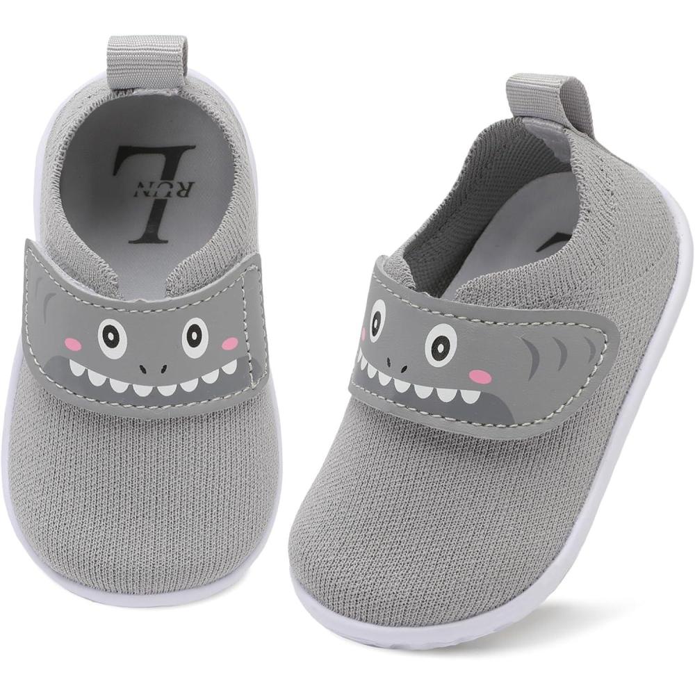 image:imageLRUN Baby Shoes Boys Girls First Walking Shoes Infant Sneakers Toddler Crib Shoes Lightweight Breathable NonSlip SolesGrey