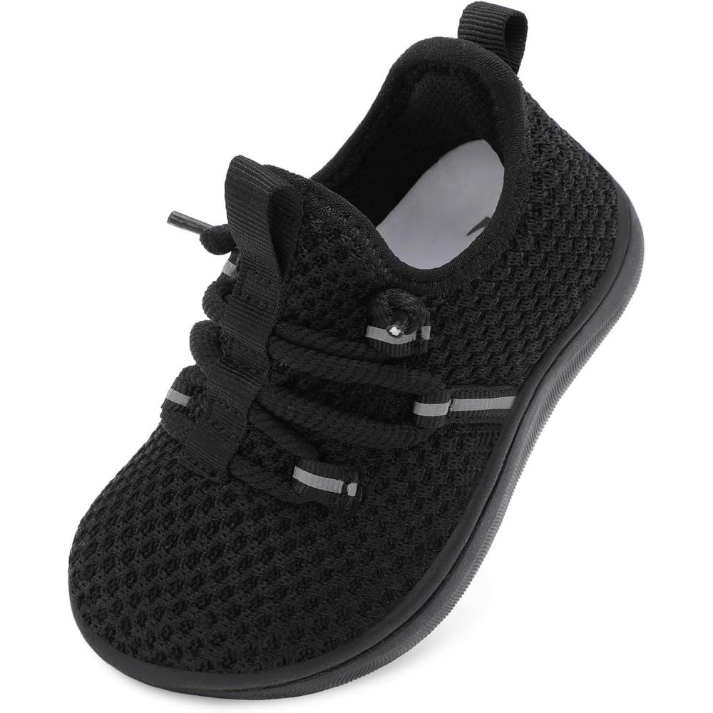 image:imageLRUN Toddler Shoes Barefoot Boys Girls Wide Walking Shoes Kids Zero Drop Minimalist Slip on Tennis Sneakers OutdoorBlack