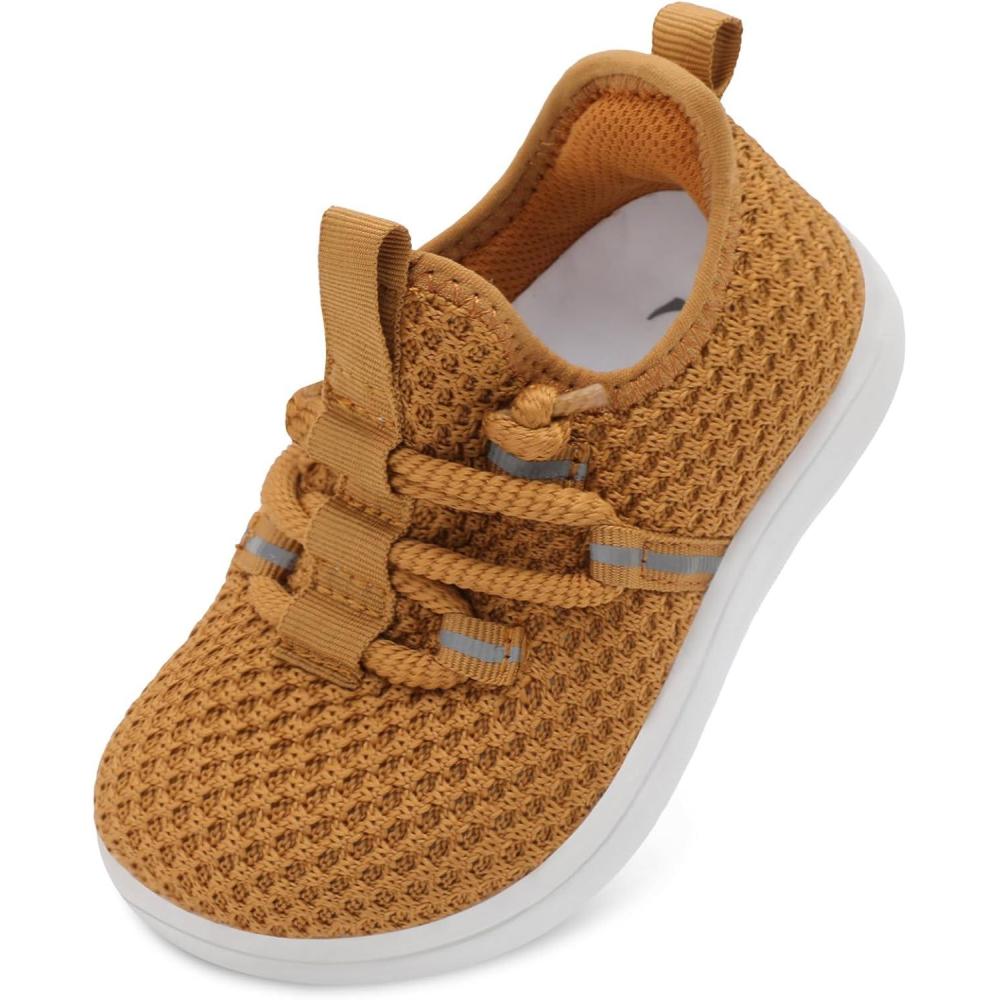 image:imageLRUN Toddler Shoes Barefoot Boys Girls Wide Walking Shoes Kids Zero Drop Minimalist Slip on Tennis Sneakers OutdoorBrown