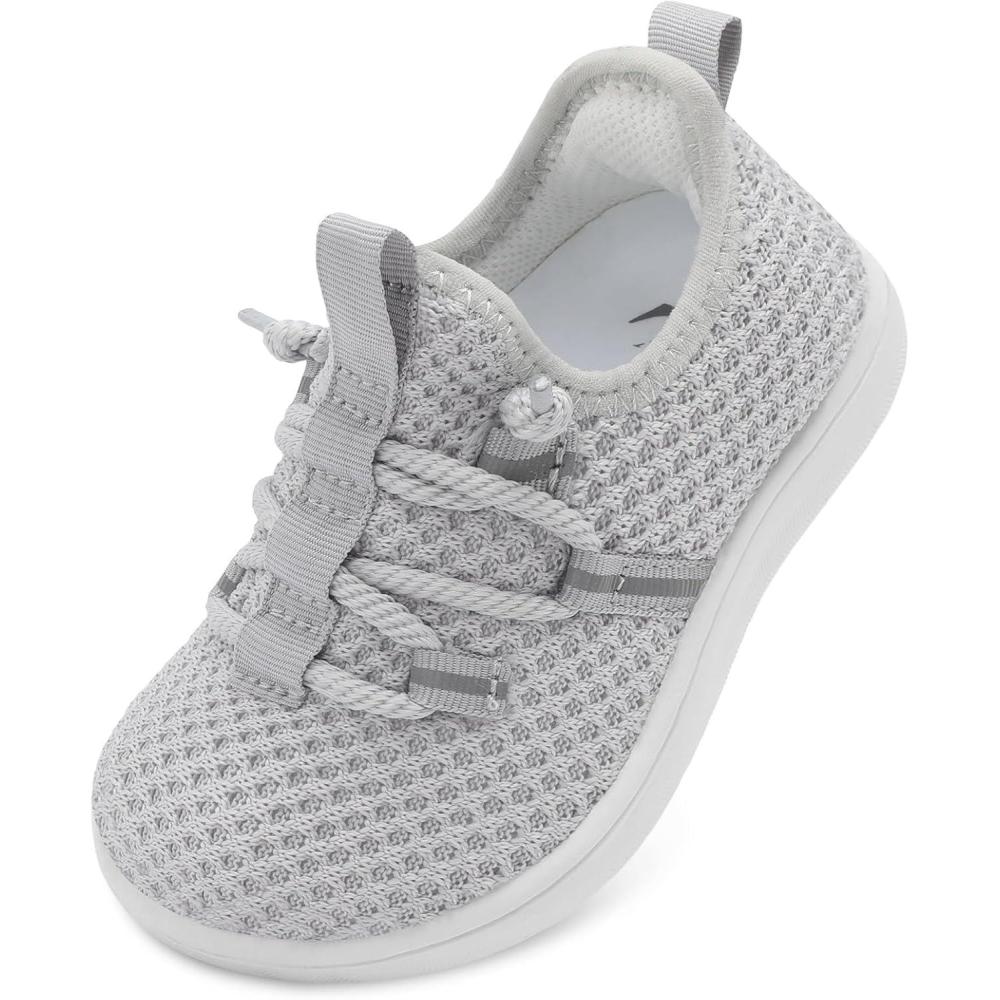 image:imageLRUN Toddler Shoes Barefoot Boys Girls Wide Walking Shoes Kids Zero Drop Minimalist Slip on Tennis Sneakers OutdoorLight Grey