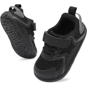 L-RUN Baby Shoes Boys Girls First Walkers Breathable Infant Sneakers Flexible Non-Slip Sole Walking Shoes for Toddlers(Black)