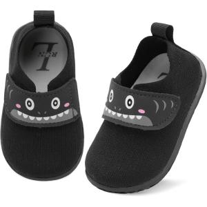 L-RUN Baby Shoes Boys Girls First Walking Shoes Infant Sneakers Toddler Crib Shoes Lightweight Breathable Non-Slip Soles(Black)