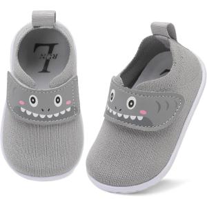 L-RUN Baby Shoes Boys Girls First Walking Shoes Infant Sneakers Toddler Crib Shoes Lightweight Breathable Non-Slip Soles(Grey)