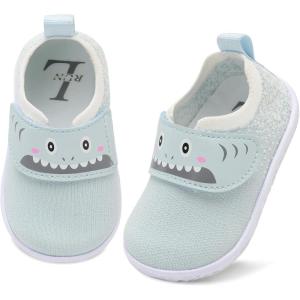 L-RUN Baby Shoes Boys Girls First Walking Shoes Infant Sneakers Toddler Crib Shoes Lightweight Breathable Non-Slip Soles(Light Blue)