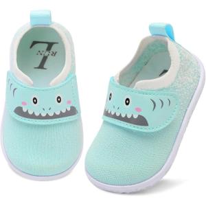 L-RUN Baby Shoes Boys Girls First Walking Shoes Infant Sneakers Toddler Crib Shoes Lightweight Breathable Non-Slip Soles(Light Green)