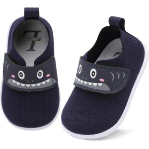 L-RUN Baby Shoes Boys Girls First Walking Shoes Infant Sneakers Toddler Crib Shoes Lightweight Breathable Non-Slip Soles(Navy)