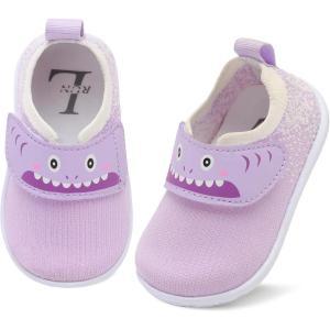 L-RUN Baby Shoes Boys Girls First Walking Shoes Infant Sneakers Toddler Crib Shoes Lightweight Breathable Non-Slip Soles(Purple)