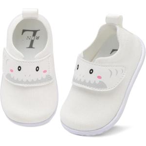 L-RUN Baby Shoes Boys Girls First Walking Shoes Infant Sneakers Toddler Crib Shoes Lightweight Breathable Non-Slip Soles(White)