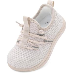 L-RUN Toddler Shoes Barefoot Boys Girls Wide Walking Shoes Kids Zero Drop Minimalist Slip on Tennis Sneakers Outdoor(Beige)