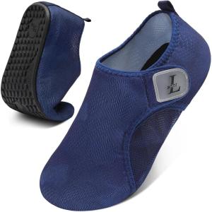 L-RUN Water Shoes Womens Mens Adult Quick-Dry Anti-Slip Mesh Aqua Socks for Beach Swimming Surfing Kayaking Yoga & Outdoor(Navy)