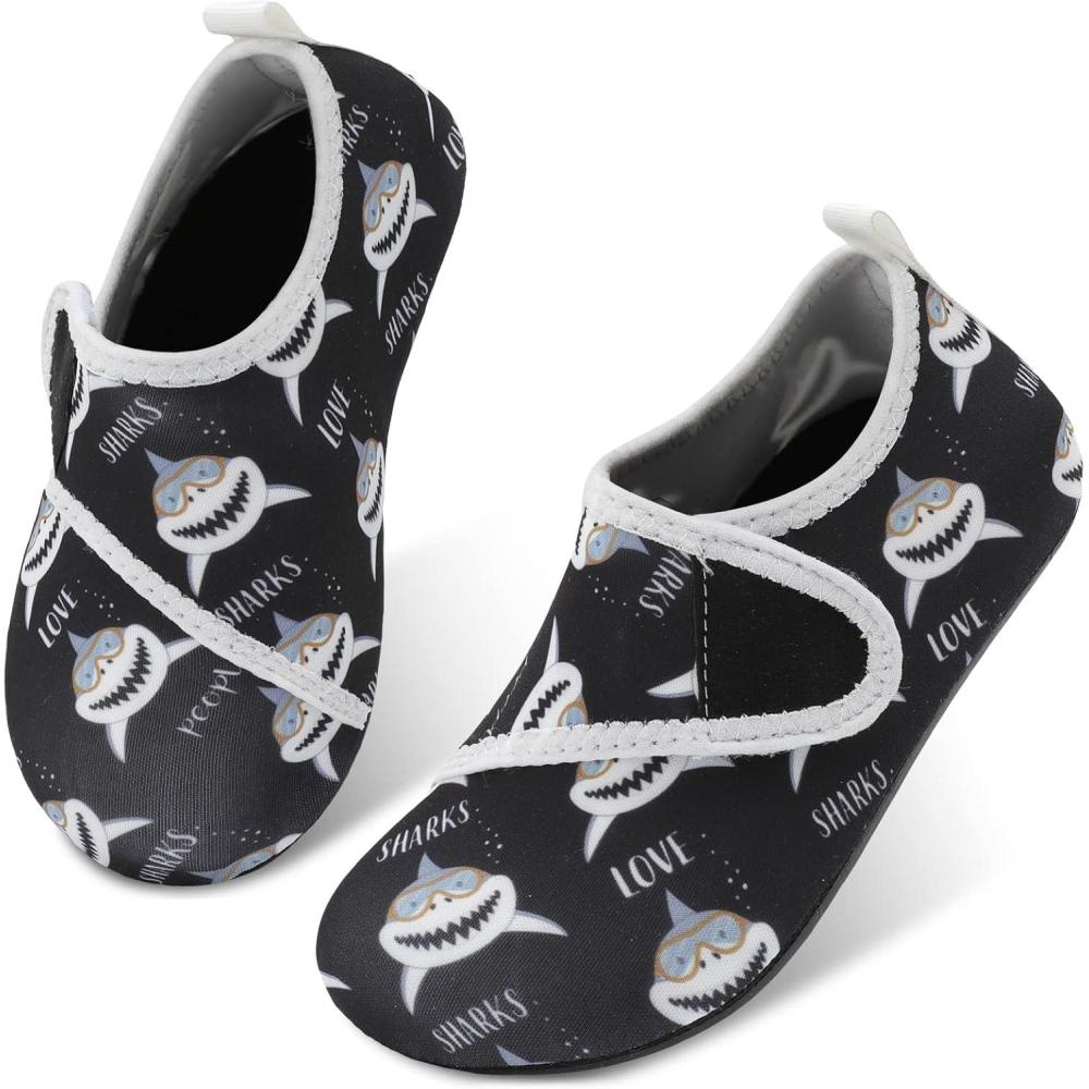 image:imageLRUN Toddler Water Shoes Quick Dry Kids Swim Shoes Barefoot Boys Girls Aqua Socks for Beach Pool Surfing Yoga NonSlipBlack Shark