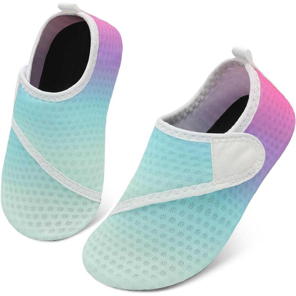 image:imageLRUN Toddler Water Shoes Quick Dry Kids Swim Shoes Barefoot Boys Girls Aqua Socks for Beach Pool Surfing Yoga NonSlipGreen Purple