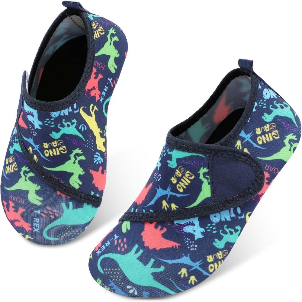 image:imageLRUN Toddler Water Shoes Quick Dry Kids Swim Shoes Barefoot Boys Girls Aqua Socks for Beach Pool Surfing Yoga NonSlipNavy Dinosaur Park