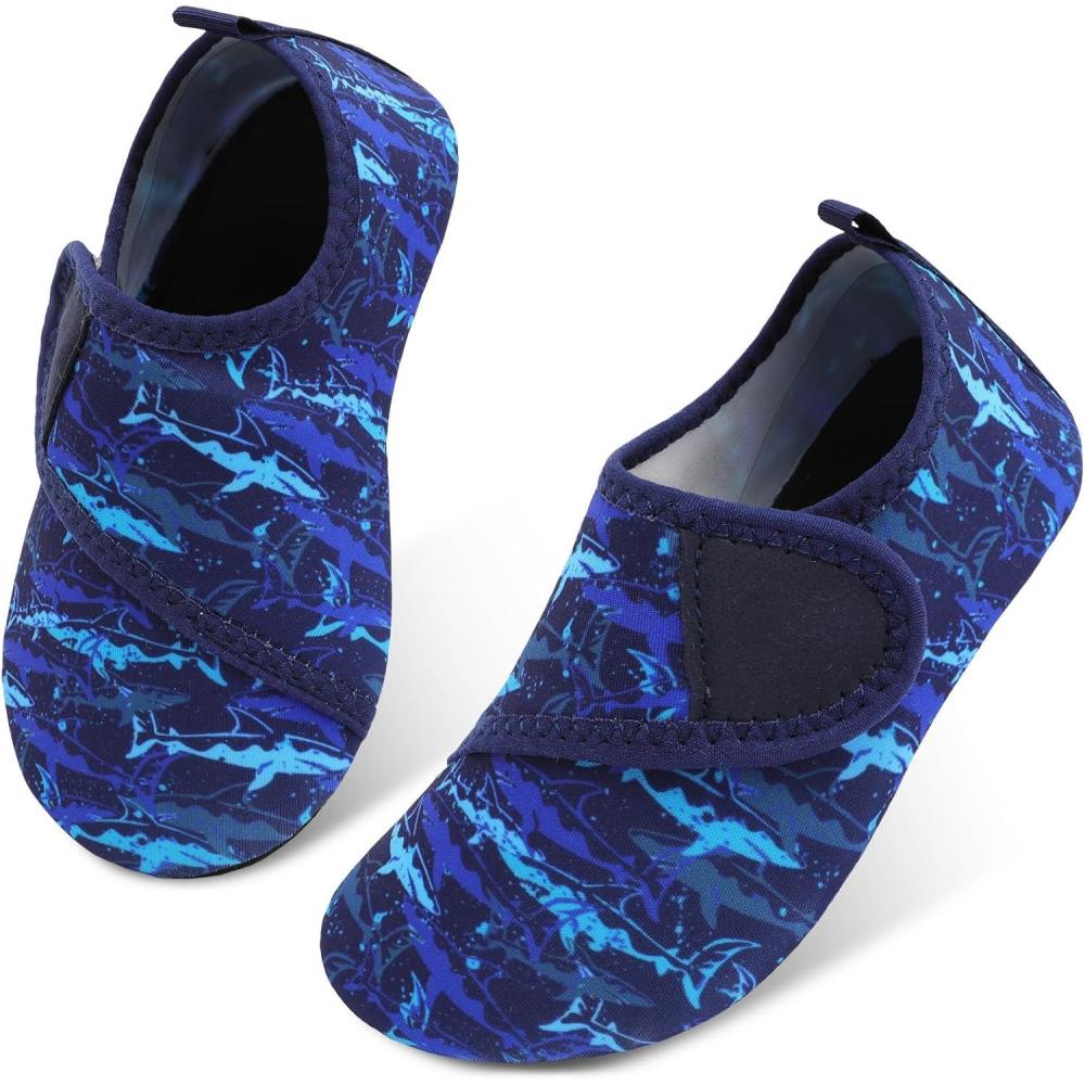 image:imageLRUN Toddler Water Shoes Quick Dry Kids Swim Shoes Barefoot Boys Girls Aqua Socks for Beach Pool Surfing Yoga NonSlipNavy Shark