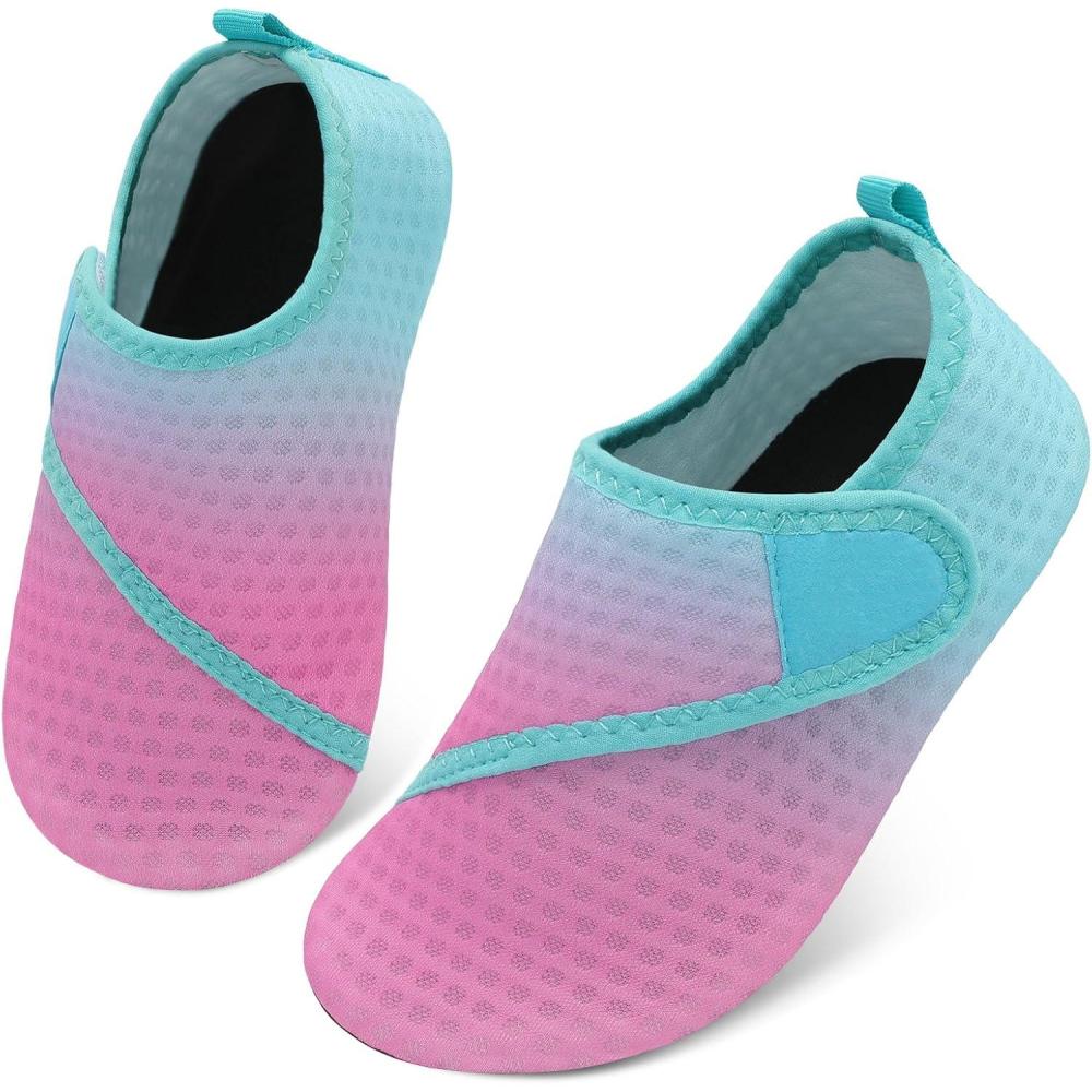 image:imageLRUN Toddler Water Shoes Quick Dry Kids Swim Shoes Barefoot Boys Girls Aqua Socks for Beach Pool Surfing Yoga NonSlipPink Blue Gradient