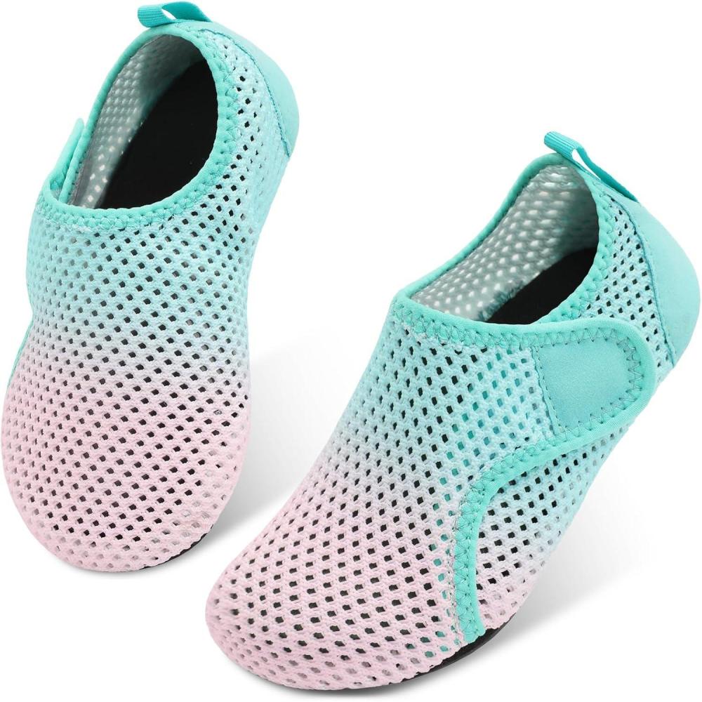 image:imageLRUN Toddler Water Shoes Quick Dry Kids Swim Shoes Barefoot Boys Girls Aqua Socks for Beach Pool Surfing Yoga NonSlipPink Green