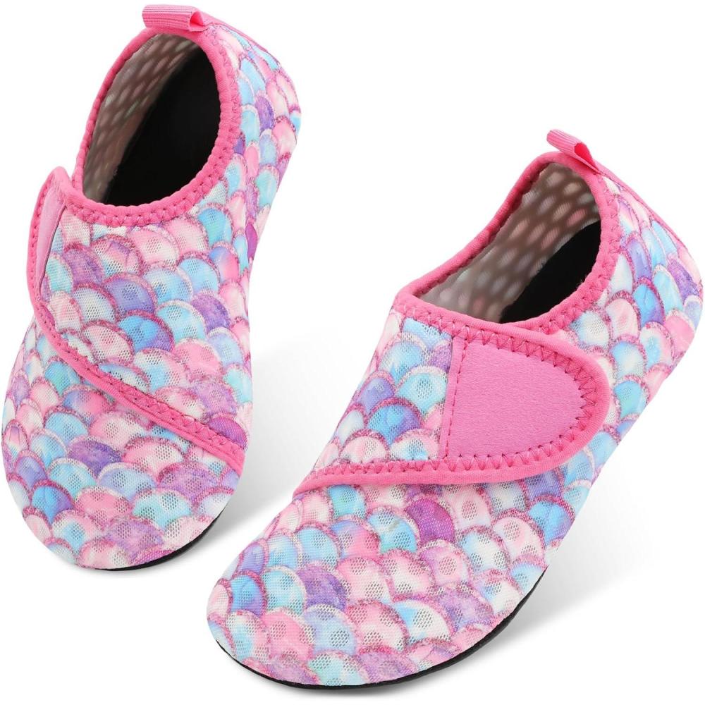 image:imageLRUN Toddler Water Shoes Quick Dry Kids Swim Shoes Barefoot Boys Girls Aqua Socks for Beach Pool Surfing Yoga NonSlipPurple Fish Scale