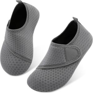 L-RUN Toddler Water Shoes Quick Dry Kids Swim Shoes Barefoot Boys Girls Aqua Socks for Beach Pool Surfing Yoga Non-Slip(Dark Grey)