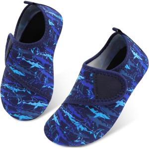 L-RUN Toddler Water Shoes Quick Dry Kids Swim Shoes Barefoot Boys Girls Aqua Socks for Beach Pool Surfing Yoga Non-Slip(Navy Shark)
