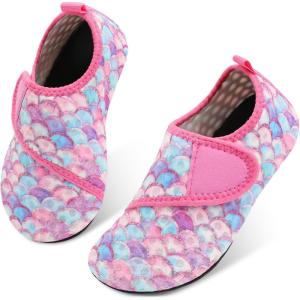 L-RUN Toddler Water Shoes Quick Dry Kids Swim Shoes Barefoot Boys Girls Aqua Socks for Beach Pool Surfing Yoga Non-Slip(Purple Fish Scale)