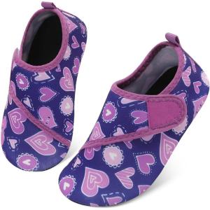 L-RUN Toddler Water Shoes Quick Dry Kids Swim Shoes Barefoot Boys Girls Aqua Socks for Beach Pool Surfing Yoga Non-Slip(Purple Heart)